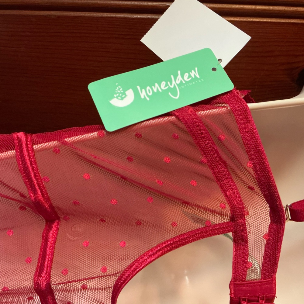 Honeydew Red Polka Dot Mesh Teddy - Picture 4 of 5
